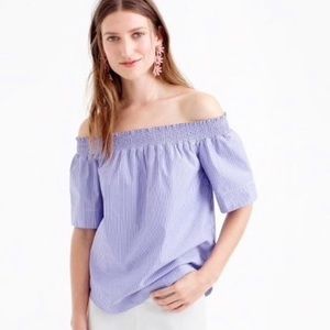 J. Crew | Popover Striped Off-the-Shoulder Blouse